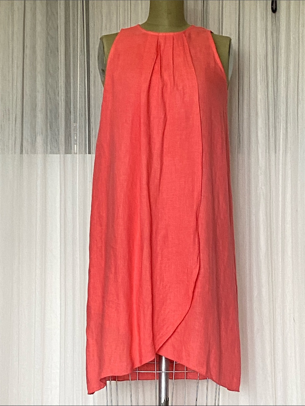 Bella Umbra 100% Linen Sleeveless Coral Shift Dress Made in Italy 🇮🇹 Size Small